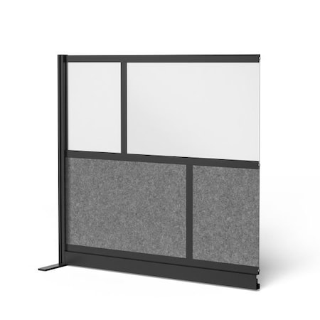 Luxor Workflow Modular Wall Room Divider System - Black Frame - 53" x 48" Add-On Wall with Whiteboard MW-5348-XWCGB